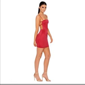 Oh Polly Red Satin Backless Dress